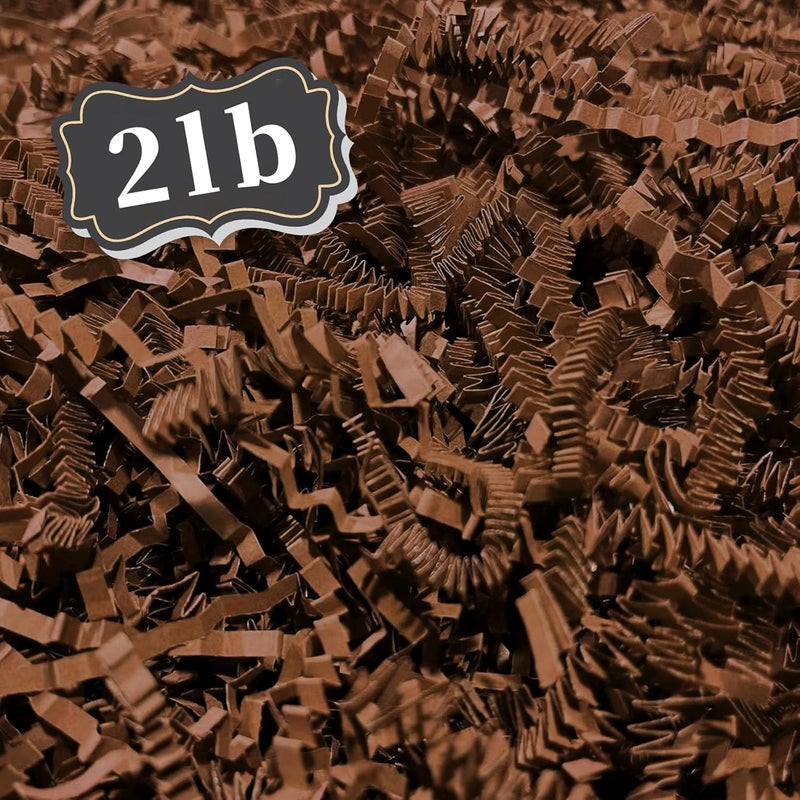 ZEBMOON 2 LB Brown Crinkle Cut Paper Shred Filler Great for Gift Wrapping, Basket Filling, Birthday, Wedding, Halloween, Thanksgiving, Christmas Day, New Year Party Decorations Filling Supplies - Image 1